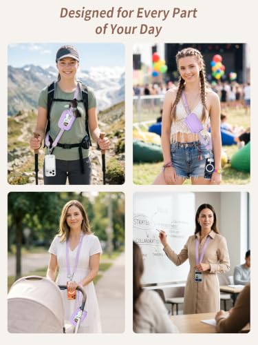 Clip and Go Strap for Phone with Wallet Crossbody Lanyard Purp - color: 1 Pur