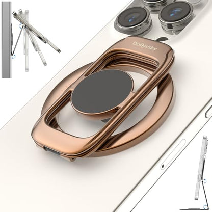 Magnetic Phone Ring Holder for MagSafe Phone Grip & Kickstand, Strong Dual-Sided Magnets Compatible with MagSafe Car Mount Gym for iPhone 17/16 Pro Max 15/14/13/12 and Android Phone Cases (Brown) - color: Brown