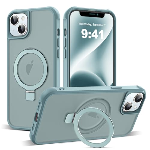 SKYLMW Compatible with iPhone 14 Plus Case with Stand,Blue | iPhone 14 Plus Phone Case 6.7",Magnetic Ring Stand,Compatible with MagSafe,Military-Grade Plustection,Great Grip Feeling - color: Blue, size: Iphone 14 Plus