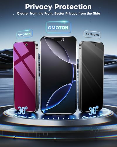 OMOTON Privacy Screen Protector for iPhone 16 Pro Max, Purple/Pink Gradient - size: iPhone 16 Pro Max
