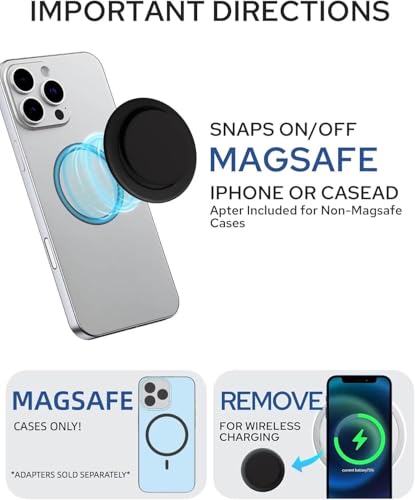Transparent Magnetic Phone Grip Holder, Compatible for Magsafe Phone Grip, Collapsible Expandible Mobile Phone Grips Stand for iPhone 17 16 15 14 13 12 Series - Clear Crystal Blue Glitter - color: Blue Glitter