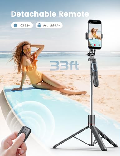 67’’ Selfie Stick Tripod with Light, Basic Phone Stand for iPhone & Samsung, All-in-One Extendable Tripod with Remote, 360° Rotation Handle, Portable Travel Vlog Kit for Video Recording Live Streaming
