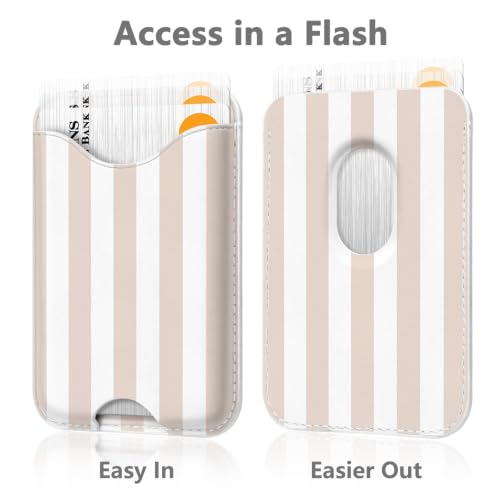 Stripe Magnetic Wallet for Magsafe Compatible with iPhone 17/16/15/14/13/12 Series Pro Max Plus Air (Phone Magnet Card Holder Fit 3 Cards for Women Girl Lether Mag Safe Wallets Antique White) - color: Stripes (Antique White)