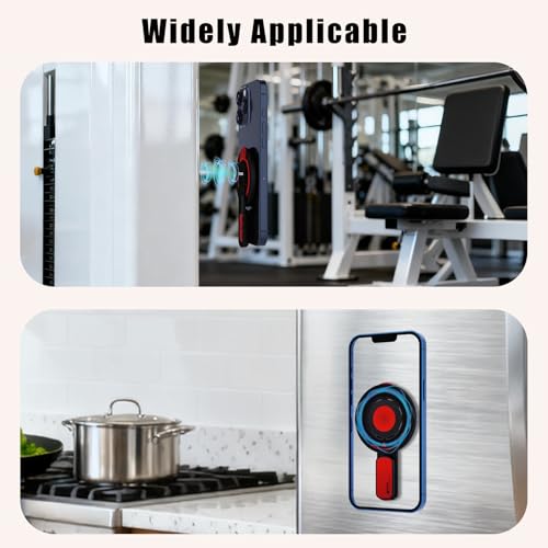 3-in-1 Magnetic Phone Grip Stand with 360° Roration Angle Adjustment, Silicone Finger Ring & Fidget Toy Design, Gym Dual-Sided Magnetic Phone Kickstand for All Phones - color: Black-red