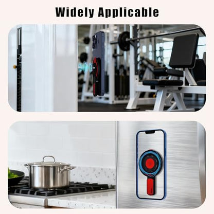 3-in-1 Magnetic Phone Grip Stand with 360° Roration Angle Adjustment, Silicone Finger Ring & Fidget Toy Design, Gym Dual-Sided Magnetic Phone Kickstand for All Phones - color: Black-red