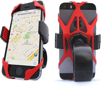 NALAKUVARA Phone Mount X Holder Grip Tether Rubber Strap Silicone Security Bands - Universal Motorcycle Bike Phone Mount Accessories Replacement Parts - Elastic X Web Grip (2 Black & 2 Red) 4 Pack