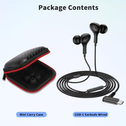 USB C Headphones Earbuds Wired for iPhone 17 18 Pro Max 16 16e/iPad - color: Black