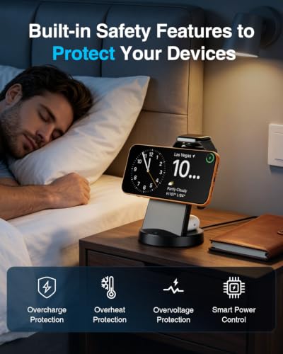 25W MagSafe Charging Station, 3-in-1 Magnetic Wireless Charger for Apple - color: Black-1