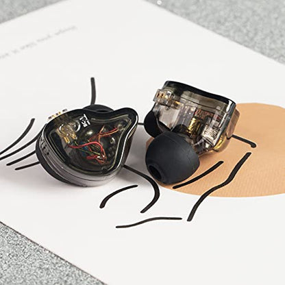 YINYOO CCZ Melody Gaming Earbuds Wired in Ear Hearphone with Microphone IEM HIFI Bass with 1DD 1BA Hybrid, Detachable Cable for Smartphones/PC/Tablet/Gaming/Video/Music/Calling (with mic, clear black) - color: Clear, size: 3.5mm-With Microphone, style: 3.