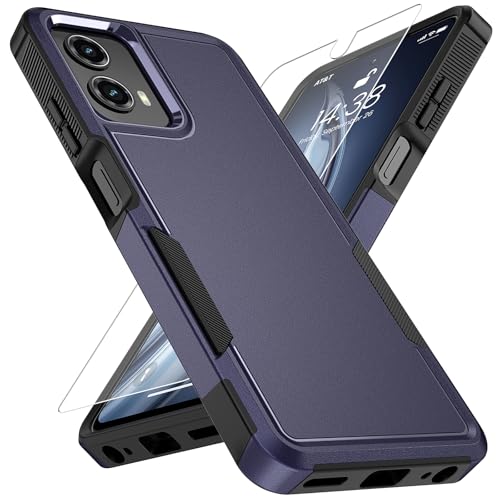 Vinve for Moto G 5G 2024 Case with HD Screen Protector, Military-Grade Shockproof & Dual-Layer Protection, Anti-Slip Grip Design Phone Case, Blue - color: Blue, size: Moto G 5G 2024