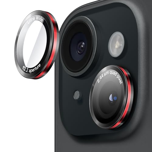 JETech Camera Lens Protector for iPhone 15/15 Plus, Black+Red, 1 Set - size: iPhone 15/15 Plus