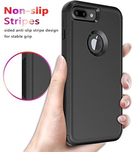 Diverbox Case [Shockproof] [Dropproof] [Dust-Proof],Heavy Duty Protection Phone Cover for Apple iPhone 8 Plus & 7 Plus (Black) - color: Black