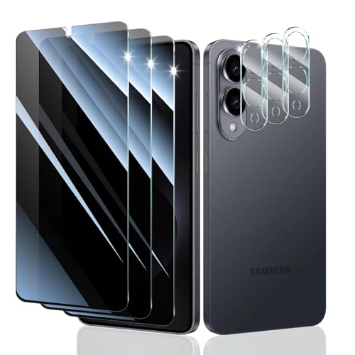 Privacy Screen & Camera Lens Protector for Samsung Galaxy S25 Edge, Anti-Spy Tempered Glass, Private Black Protection, 9H Hardness Anti-Scratch 2.5D Curved Edges Case-Friendly, 3 Pack Each - color: S25 Edge Black