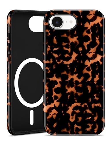 Jusy Magnetic Brown Tortoise Shell Phone Case for iPhone 16 Pro Max,Orange | Compatible with MagSafe,Cute Aesthetic Cheetah Leopard Design,TPU and PC Protective Shockproof Cover - color: Orange