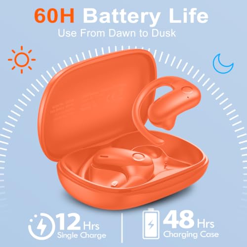 kurdene Open Ear Buds Wireless Earbuds 5.4 Bluetooth Headphones - color: Orange