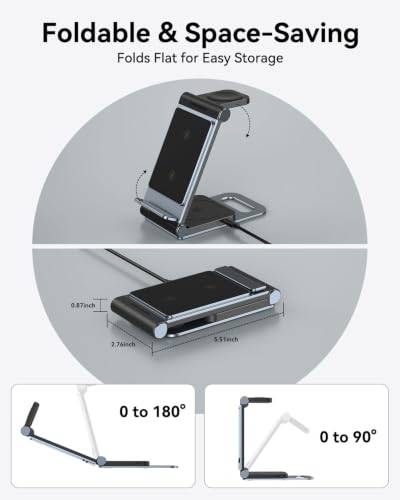 Wireless Charger for Samsung 3 in 1 Wireless Charging Station Stand - color: Elegant Black