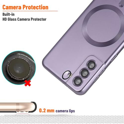 Magnetic for Samsung Galaxy S21 Plus Case,Soft Silicone Slim Fit Anti-Scratch Phone Case Cover with Camera Protection,Compatible with MagSafe,Light Purple - color: Light Purple, size: S21 Plus