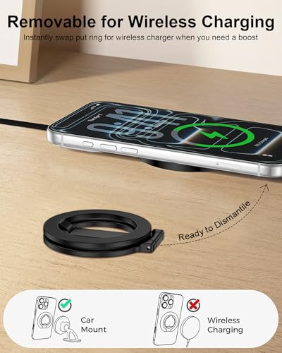 Magnetic Phone Grip for Magsafe, Foldable Kickstand Mag Safe iPhone Stand - color: Black
