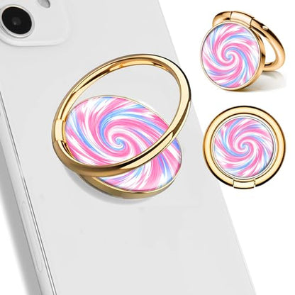 Cell Phone Ring Holder, Cute Phone Ring Grip Stand, 360°Rotation Funny Metal Kickstand Finger Grip Colorful Curve - color: Colorful Curve