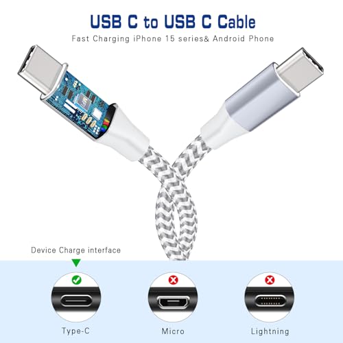 2Pack-1.5ft 60W Braided USB C Charger Cable Super Fast Charging TypeC Cable - size: 2pack-1.5ft