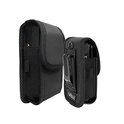 BELTRON Vertical Leather Case for CAT S22 Flip Phone/Sonim XP3 Plus/XP3 Plus 5G X320, Features: Heavy Duty Belt Loop, Metal Belt Clip & Dual Magnet Closure - color: Black Leather
