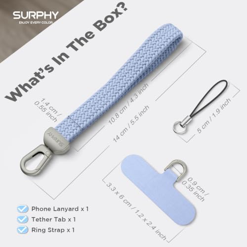 SURPHY Elastic Phone Wrist Strap, Phone Lanyard, Key Chain Lanyards - color: Light Blue