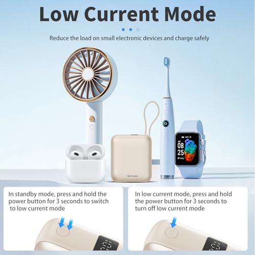 Hichain Small Portable Charger with Built in Cables LED Display Gold - color: Gold