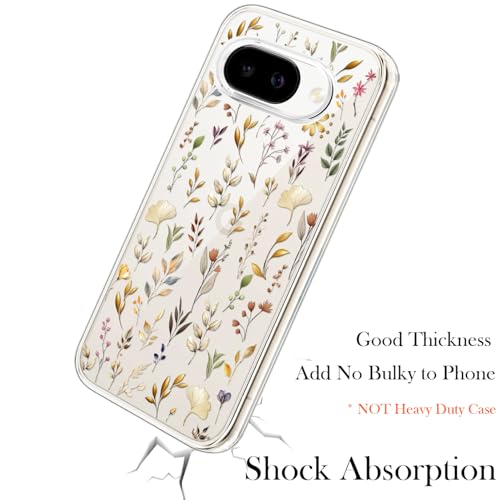 Unov for Pixel 10a Case, Clear with Design, Slim Fit Good Grip, Embossed Phone Case, Shockproof Protective Cover, Raised Camera Protection, Soft TPU, Golden Garden - color: Golden Garden