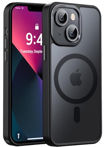 Newfuture Magnetic for iPhone 13/iPhone 14 Case Matte Shockproof, Black | Military Drop Protection, Slim Matte Anti-Fingerprint, Compatible with Magsafe, Camera Guard, Translucent Protective Cover - color: Black, size: iPhone 13/iPhone 14 6.1inch