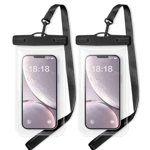 Waterproof Phone Pouch Compatible for iPhone 7in - Black, 2 Pack | IPX8 Waterproof Case, Beach Travel Must Haves, Beach Essential, Dry Bag, 2 Pack, for iPhone 17/16/15/14/13/12 Pro Max - color: A5-Black and Black