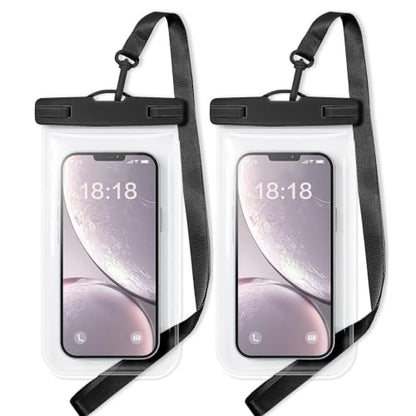 Waterproof Phone Pouch Compatible for iPhone 7in - Black, 2 Pack | IPX8 Waterproof Case, Beach Travel Must Haves, Beach Essential, Dry Bag, 2 Pack, for iPhone 17/16/15/14/13/12 Pro Max - color: A5-Black and Black