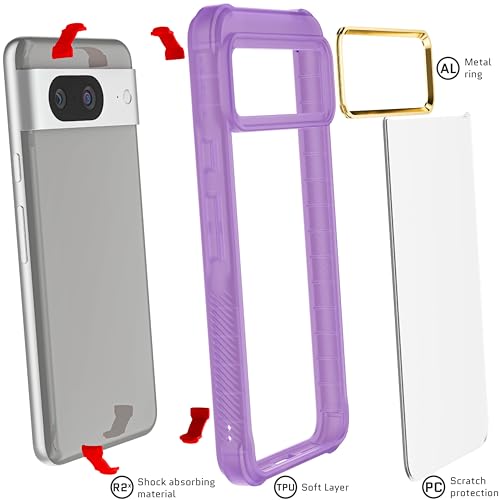 Ghostek Covert Pixel 8 Case Clear - Compatible with Wireless Charging, Shockproof Drop Protection, Transparent Phone Cover (6.2 Inch, Purple) - color: Purple [Limited Edition], size: Pixel 8