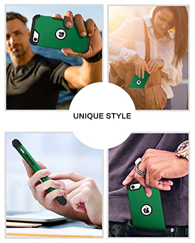 BENTOBEN for iPhone SE 2022 Phone Case and iPhone SE 2020 Case, Heavy Duty 3 in 1 Full Body Rugged Shockproof Hybrid Hard PC Soft Rubber Bumper Drop Protective Girls Women Cover, Deep Green/Black - color: Deep Green/Black