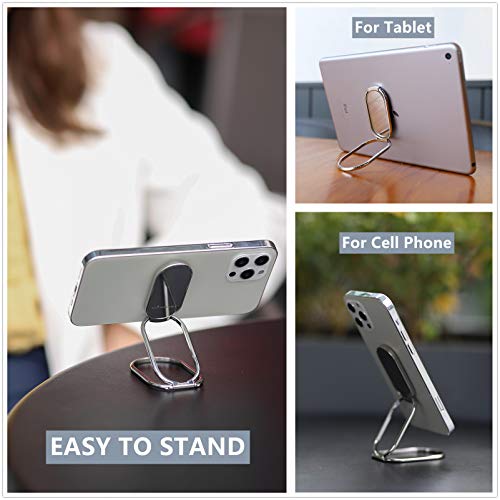 Phone Ring Holder Finger Kickstand 360°Rotation Cellphone Back Grip Foldable Cell Phone Stand for Desk Compatible with iPhone iPad Smartphones Tablets (Silver) - color: Silver