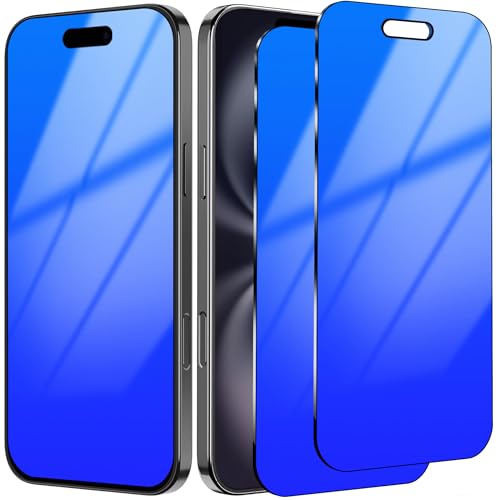 Privacy Screen Protector for iPhone 16 Tempered Glass Blue - color: For iphone 16 Blue