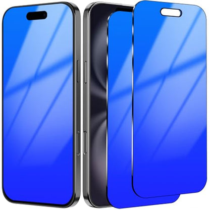 Privacy Screen Protector for iPhone 16 Tempered Glass Blue - color: For iphone 16 Blue