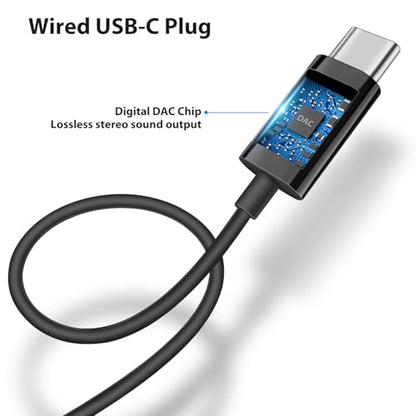 APETOO USB C Open-Ear Headphones with Earhook Mic & Volume Control Black - color: Black
