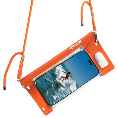 Vacuum Waterproof Phone Pouch - IPX8 Professional Cell Phone Dry Bag with Lanyard, Essential for Beach & Cruise, Universal Waterproof Case Fits All Smartphones up to 7.7" (1, Orange) - color: Orange