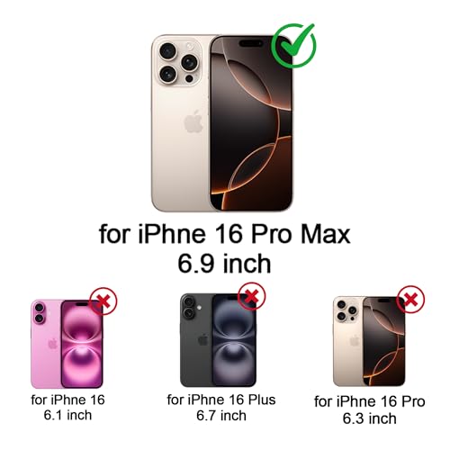 ULAK Compatible with iPhone 16 Pro Max Wallet Case Card Holder Black Flower | with Card Holder, [RFID Blocking] PU Leather Case Kickstand Card Slots Wrist Strap, Durable Shockproof Cover 6.9 Inch - color: Black, size: iPhone 16 Pro Max - 6.9 inch