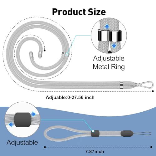 SHANSHUI Phone Lanyard, 2 Pack Crossbody Wrist Nylon Cell Phone Lanyard Around the Neck Anti-Drop Strap with 2 Tether Pads Compatible with iPhone and Most Smartphones - Black Grey - color: BlackGray