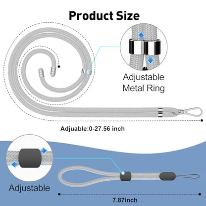 SHANSHUI Phone Lanyard, 2 Pack Crossbody Wrist Nylon Cell Phone Lanyard Around the Neck Anti-Drop Strap with 2 Tether Pads Compatible with iPhone and Most Smartphones - Black Grey - color: BlackGray