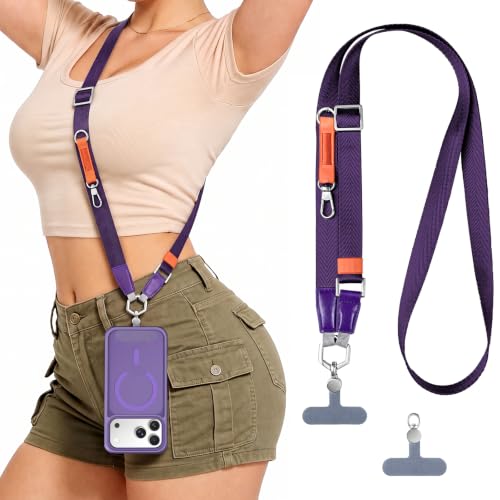 Phone Lanyard,Adjustable Anti-Theft Neck Strap,Purple - color: Purple