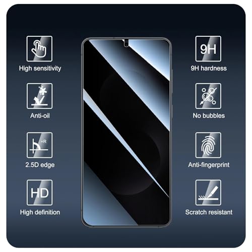 Privacy Screen & Camera Lens Protector for Samsung Galaxy S25 Edge, Anti-Spy Tempered Glass, Private Black Protection, 9H Hardness Anti-Scratch 2.5D Curved Edges Case-Friendly, 3 Pack Each - color: S25 Edge Black