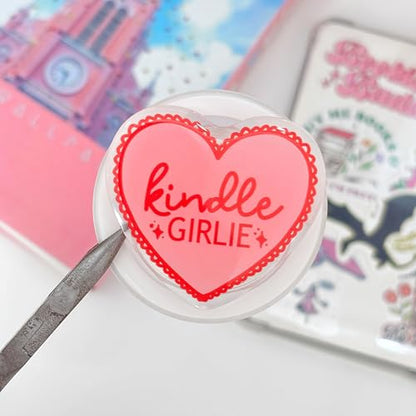 Heart Kindle Girlie Grip Compatible with Magsafe, Cute Pink Magnetic eReaders Holder,Fully Enclosed Magnets,Collapsible Accessory Charms for Kindle,Book Lover Gifts - color: Kindle Girlie magnetic