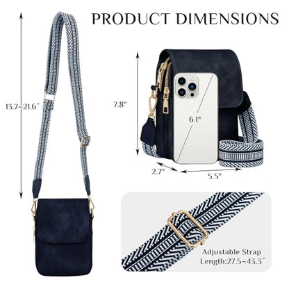 Fashion Small Crossbody Bags for Women Trendy Designer Cell Phone Purses | Adjustable Straps,with Card Holder,Detachable Wristlet Strap,small Cross Body Bag for Woman,Mini Bags,Travel Purse,Work,Gym - color: Darkblue