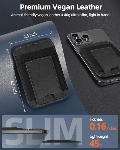 For Magsafe Wallet, 7 Cards Holder, Stronger Magnetic Wallet | Magnetic Phone Wallet for iPhone 17/16/15/14/13/12 Series, 2 Card Slots, RFID Blocking, Vegan Leather, Slim, Black - color: Black-Upgraded