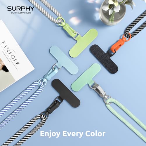 SURPHY Phone Lanyard, Adjustable Phone Strap Crossbody with 2 Pack Phone Tether Tab, Premium Metal Buckles and Two-Color Braided Cell Phone Lanyard Crossbody for Women and Men, Deep & Light Blue - color: Deep Blue + Light Blue