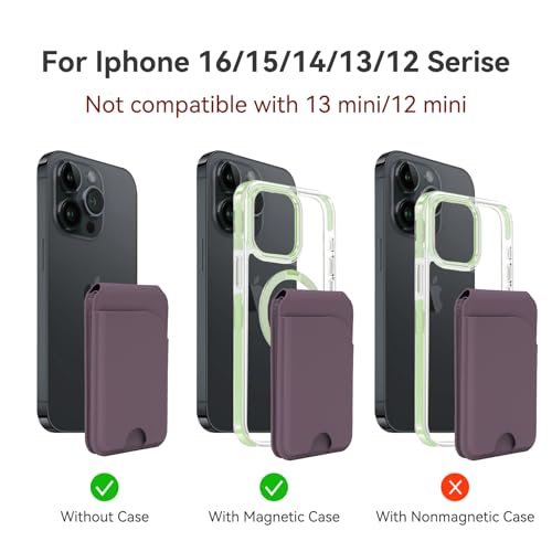 for MagSafe Wallet，Leather Magnetic Wallet for Phone with Adjustable Stand，5 Magnetic Credit Card Holder RFID Blocking for iPhone 17 16 15 14 13 12 Pro Max Air Series Cases (Purple) - color: Purple