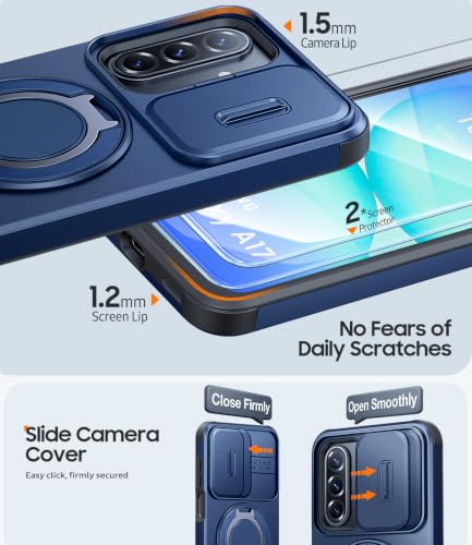 JAME for Samsung Galaxy A17/A16 5G Phone Case with Stand Slide Camera Cover - color: Blue, size: Galaxy A16/A17