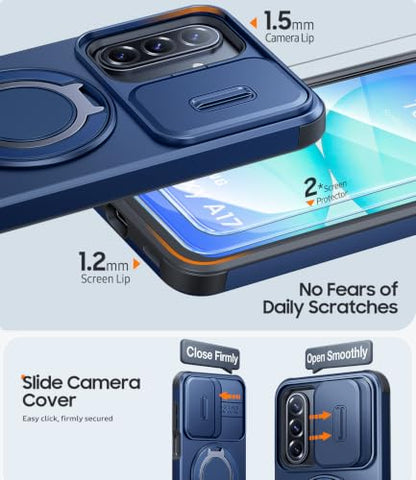 JAME for Samsung Galaxy A17/A16 5G Phone Case with Stand Slide Camera Cover - color: Blue, size: Galaxy A16/A17
